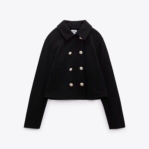 Zara Black Cropped Peacoat
